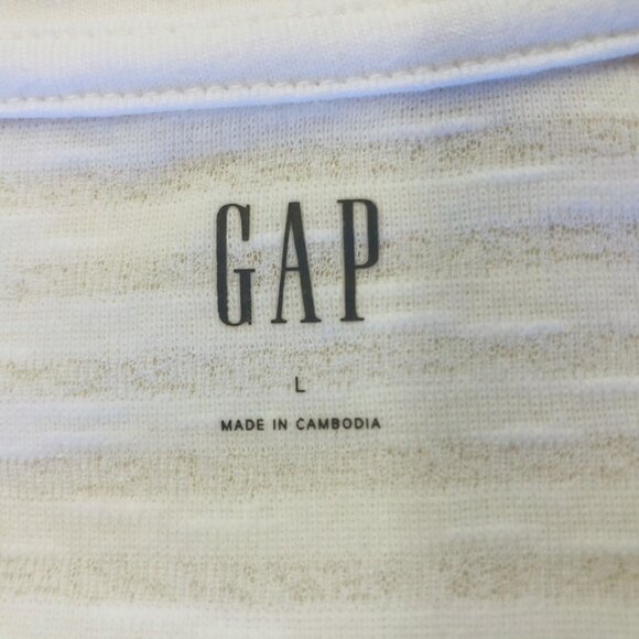 Gap Striped Semi Sheer Lightweight T-shirt Sz L Sleeveless V-Neck Cotton Blend - Picture 3 of 14